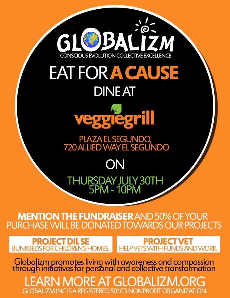 Globalizm NOW Fundraiser-Eat for a Cause-VeggieGrill El Segundo-July302015